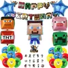 Festa Temática Minecraft Suprimentos de Aniversário Banner de Guerra de Pixels Balões Topper de Bolo Conjunto de Decoração