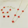 Suministrado Directamente por el Fabricante, el Brazalete de Trébol de Cuatro Hojas de Acero de Titanio y Nácar de Doble Cara Más Vendido de Amazon, Conjunto de Collar y Pendientes de Cinco Flores