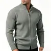 Suéter de Punto con Cuello Alto y Cremallera Estilo Europeo y Americano para Hombre 2026 Otoño Invierno Textura de Punto Grueso Ajuste Delgado Cárdigan de Punto Chaqueta Casual Engrosada para Hombre