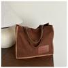 Bolsa de Lona para Aula de Estudante Universitário Feminina 2025 Nova Bolsa Tote de Grande Capacidade Bolsa Tote de Veludo para Ir ao Trabalho Passeio