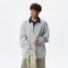 Sudadera falsa de dos piezas para hombre, estilo coreano, holgada, estilo bf perezoso, top tipo jersey, chaqueta con capucha casual moderna de otoño, nueva