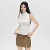 Elegante Chaleco Camiseta sin Mangas de Cuello Alto Medio para Mujer, Camisa Básica para Capas Interiores, Ropa Exterior de Primavera y Verano, Camiseta Sexy, Top de Chica Atrevida