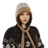 Pasamontañas Estilo Fair Isle Gorro Tejido para Mujer Invierno Bolsa Doble Uso Caliente Felpa Pelo Lana Gorro