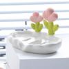 Lujo Ligero Caja de Jabón con Drenaje de Nube Baño Creativo Sin Perforaciones Jabonera de Cerámica Plato de Jabón de Hada Minimalista Vela Excelente