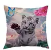 Tigre Branco e Leopardo Voando entre as Flores no Céu, Nova Fronha Transfronteiriça Adequada para Decorar Todos os Cômodos
