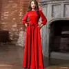 2026 Novo Vestido Longo de Estilo Europeu e Americano Transfronteiriço com Gola Redonda, Manga Bufante e Design que Marca a Cintura, Elegante Vestido de Festa, Vintage e Emagrecedor