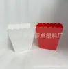Cubeta de palomitas de maíz a rayas rojas y blancas, caja de snacks para fiestas de plástico PP, caja cuadrada para fiestas con logo imprimible
