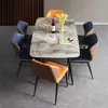Juego de Mesa y Sillas de Comedor Pizarra Brillante para Apartamentos Pequeños, Mesa de Comedor Minimalista Moderna, Mesa de Comedor de Pizarra Italiana Estilo Nórdico de Lujo Ligero