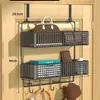 Colgador detrás de la puerta, artefacto para abrigos y sombreros de entrada, estante de almacenamiento montado en la pared, sin perforaciones, tendedero colgante lateral para puerta de dormitorio