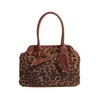 Maletín portátil con estampado de leopardo vintage (2024), bolso de mano de gran capacidad para uso diario, estilo coreano, diseño de nicho, bolso para la axila.