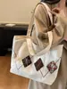 Lona Puntadas de Color Contrastante Gran Capacidad Retro 2025 Nueva Moda Simple Estilo Extranjero Bolso de Hombro Axila Tote