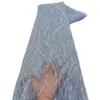 Bordado de línea de flujo tela de gasa encaje cuentas brillantes bordado de tubo bordado vestido de novia tela de moda