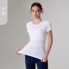 Playera de Verano Nude Sin Costuras de Manga Corta para Mujer Casual Deportiva Adelgazante Look Ropa de Fitness Malla Cuello Redondo Ropa de Yoga Camiseta
