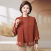 Conjunto de dos piezas de moda casual estilo chino nuevo de otoño y primavera para madre, elegante, rejuvenecedor, adelgazante, chaqueta versátil de estilo nacional