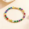 Pulseira Cruzada Europeia e Americana Banhada a Ouro com Zircônia Colorida para Mulheres, Joia de Luxo Leve Amazon com Fecho Dobrável de Zircônia