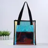Bolsa de mão transparente em PVC com impressão colorida, bolsa laser colorida, bolsa laser grossa personalizada pode ser impressa LOGO