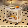 Nueva Mesa de Café de Cristal Estilo Crema de Doble Capa Estante Estante de Almacenamiento de Mesita de Noche Mesa de Café Pequeña Móvil para el Hogar Estante Estante de Almacenamiento