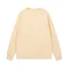 Camiseta de Algodón Grueso con Cuello Redondo, Hilo, Manga Larga, Abertura, Color Sólido, Ajuste Holgado para Hombre y Mujer, Versátil, 230g
