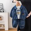 Ropa para Niños Ropa de Otoño para Niños Trajes de Primavera y Otoño 2025 Nuevo Conjunto de Tres Piezas de Mezclilla de Monstruo Pequeño Estilo Coreano Estilo Occidental Bebé