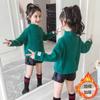 Suéter de terciopelo de visón para niñas, novedad de 2023, suéter de punto coreano con forro polar, camisa gruesa de base, suéter de cuello alto blanco