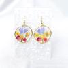 Directo de fábrica transfronterizos frescos con borde dorado de forma coloridas flores eternas flor real pendientes de epoxi moda pendientes de flores secas