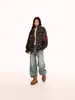 Sudadera con Capucha Corta de Manga Corta Unisex Camuflaje Hip-Hop Retro Americano de Calle de Moda Nacional para Pareja Suelta Street