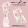 Conjunto de Falda Estilo Universitario para Niñas, Nueva Moda de Verano Mariposa de Dibujos Animados Hombros Descubiertos Manga Corta Dulce Falda de Pastel Conjunto de Dos Piezas