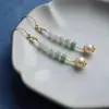 2024 Novos Brincos de Pérola Degradê Verde Estilo Chinês Moda Nacional Brincos Acessórios Hanfu Brincos Clássicos Chineses Antigos