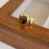 Anillo de Lujo Ligero Retro con Piedra Ojo de Tigre y Turquesa para Mujer, Diseño de Nicho, Moda Única y Moderna