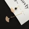 B040 Europeu e Americano em forma de leque borla brincos de contas redondas eardrop personalidade moda temperamento brincos assimétricos Coréia jóias