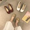 Sapatos de Vovó Estilo Gentil Bico Redondo Artístico Retrô 2026 Primavera Solado Macio Flats Fada Laço para Gestantes