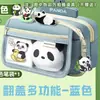 Estojo Panda com Tampa Flip-Top de Grande Capacidade, Unissex, Estojo Estilo Ins, Caixa de Papelaria Versátil e Simples para Alunos do Ensino Fundamental II e Médio