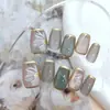 Uñas Postizas Artesanales Ojo de Gato Desmontables Manicura Uñas Cortas Estilo Ballet Tallas Variadas Uñas Postizas 10 Piezas Mayoreo