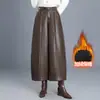 Novas Calças Largas Quentes de Couro PU para Mulheres Outono/Inverno 2026 Cintura Alta Emagrecedoras Soltas para Ir ao Trabalho Cropped Casuais Tendência