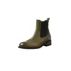 Botas Chelsea estilo britânico em couro lavado com entalhes vazados, coleção de inverno 2026, apresentando um salto médio robusto, bico redondo e cabedal em couro genuíno, projetadas como botas curtas para mulheres