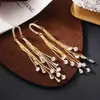 Moda Europea y Americana Transfronteriza Pendientes de Borla Exagerados de Zirconia Brillante Aguja de Plata S925 Pendientes Largos de Alta Gama para Cena