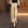 Pantalones Falciformes Caqui para Mujer Verano 2025 Nuevos de Cintura Alta de Alta Calidad con Caída Delgados Casuales tipo Harlan Rábanos