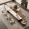 Mesa de centro estética em madeira maciça com tampo de rocha, estilo song, moderna e simples, adequada para sala de estar, sala de recepção de escritório, mesa de alta qualidade para preparo de chá