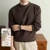 Suéter de tricô espesso com mistura de lã antibacteriana 600g 10A para homens, camisa base de cor sólida, gola alta, gola redonda, suéter de inverno