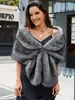 CI Transfronterizo P0254 Nuevo Otoño/Invierno Piel Sintética Piel de Zorro Chal Grande Calentador de Cuello Bufanda Multicolor Chal para Vestido de Novia