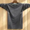 [Envío Rápido] Camiseta de manga larga de peso pesado de 220 g, capa base unisex para primavera y otoño, color liso, blanco, corte holgado, cuello redondo
