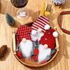 Nuevo juego de cuchillos y tenedores de anciano sin rostro para decoración navideña, bolsa de cuchillos y tenedores de Papá Noel, adornos para la mesa navideña.