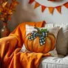 Fronha Retro Americana com Folhas de Outono Quentes e Letras Inglesas, Fronha Decorativa de Halloween, Fronha Decorativa Macia para Casa