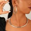 Collar de metal con cuello de tubo de hierro simple europeo y americano para mujer, joyería de comercio exterior, gargantilla, collar de deseo, suministro de Amazon
