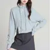 Casaco suéter amarelo de gola alta para mulheres, novo estilo outono/inverno 2026, gola alta, cardigã de tricô com zíper, top curto para baixinhas