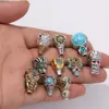Xizang Prata Duas Cores Três Vias Pulseira Contas Espaçadoras Retrô Duas Cores Liga Inlaid Cabeça de Buda Furo Acessórios de Joia Atacado