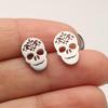 Pendientes de Calavera Retro Hip-Hop Transfronterizos de Acero Inoxidable Estilo Punk Oscuro de Halloween