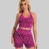 Conjunto Esportivo de Roupa de Yoga Mais Vendido Transfronteiriço, Cor de Pêssego Levanta Bumbum Estampa de Cobra Sexy Alça Dupla Costas Bonitas Roupa de Yoga Conjunto de Duas Peças