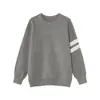 Suéter de tricô listrado para casal, masculino e feminino, estilo old money, gola redonda, camada interna, peça externa, outono e inverno, atacado de fábrica transfronteiriço