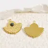 Pingente de Concha Natural em Forma de Leque Retrô Europeu e Americano, Aço Inoxidável Banhado a Ouro 18K Textura Martelada Design de Nicho Pingente de Colar Joia